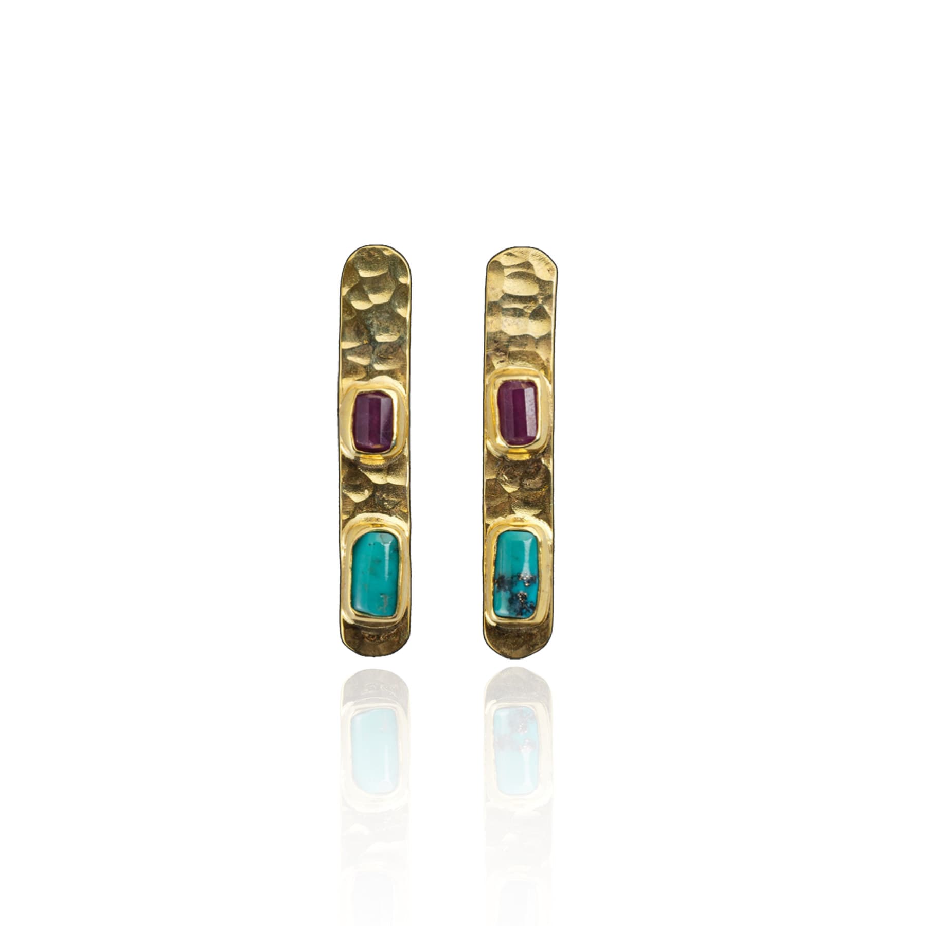 Alexis Ruby and Turquoise Earring — handmade by Deniz Ar Studio, view 1
