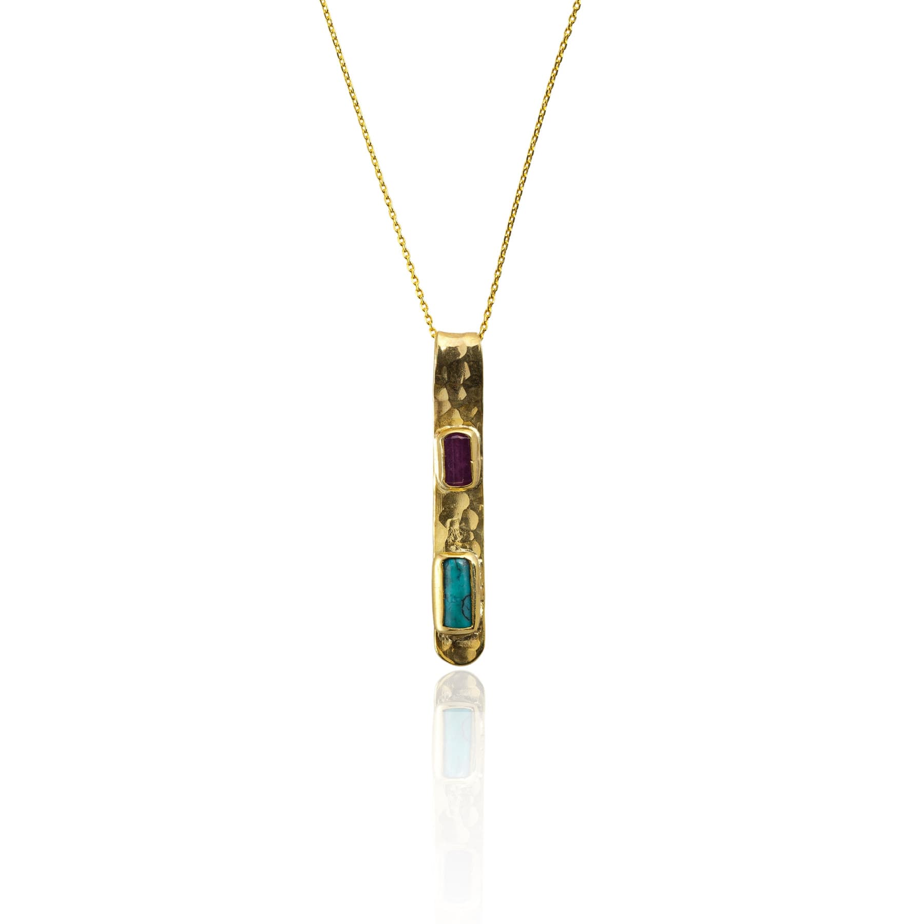 Alexis Ruby and Turquoise Necklace — handmade by Deniz Ar Studio, view 1