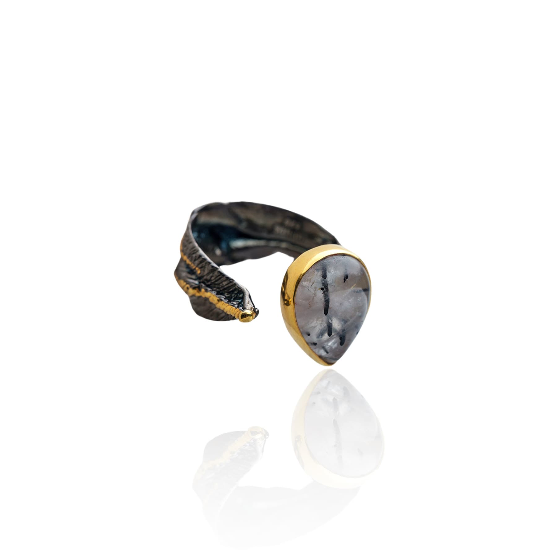 Rhea Rutile Quartz Ring — handmade by Deniz Ar Studio, view 1