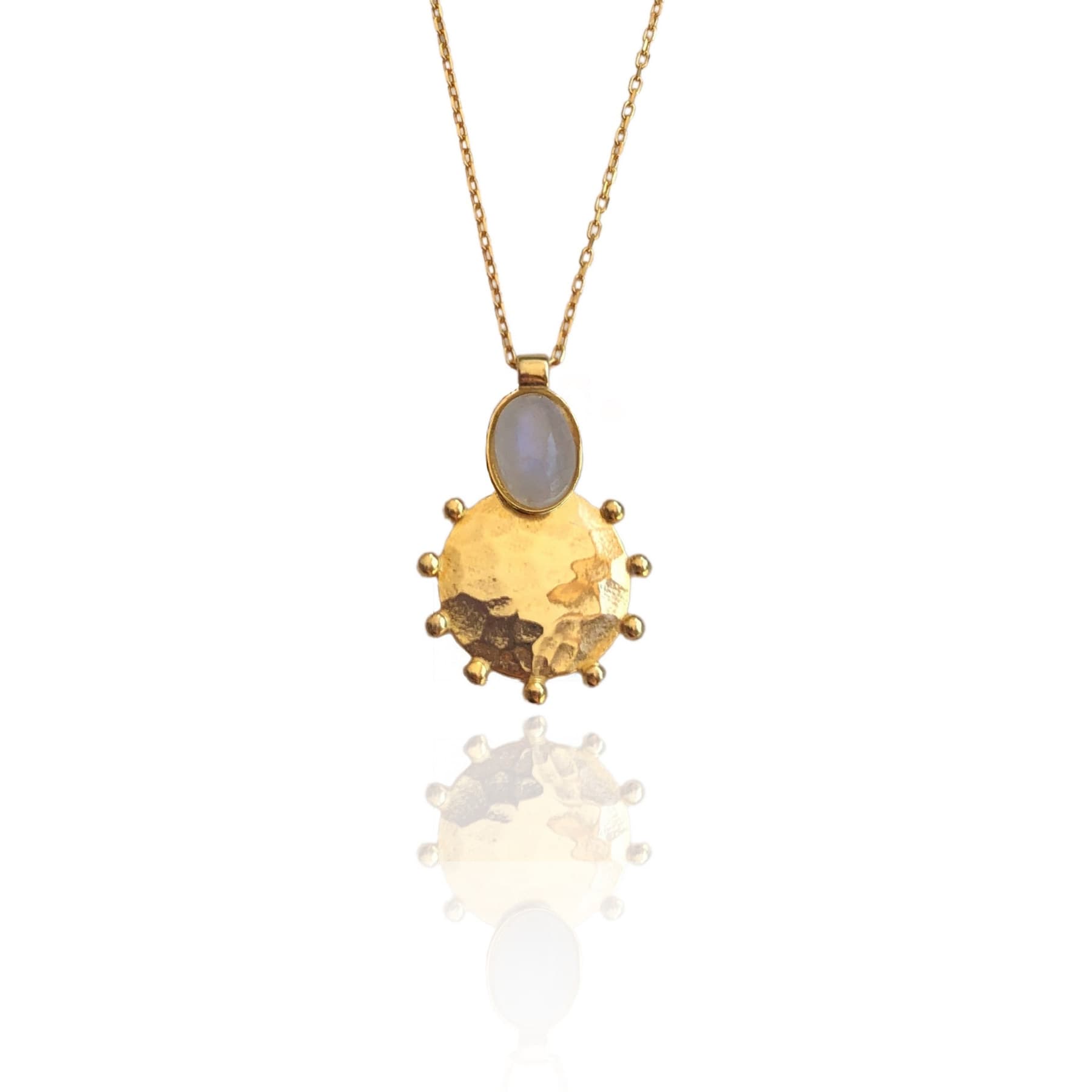 Moonstone Sun Necklace — handmade by Deniz Ar Studio, view 1