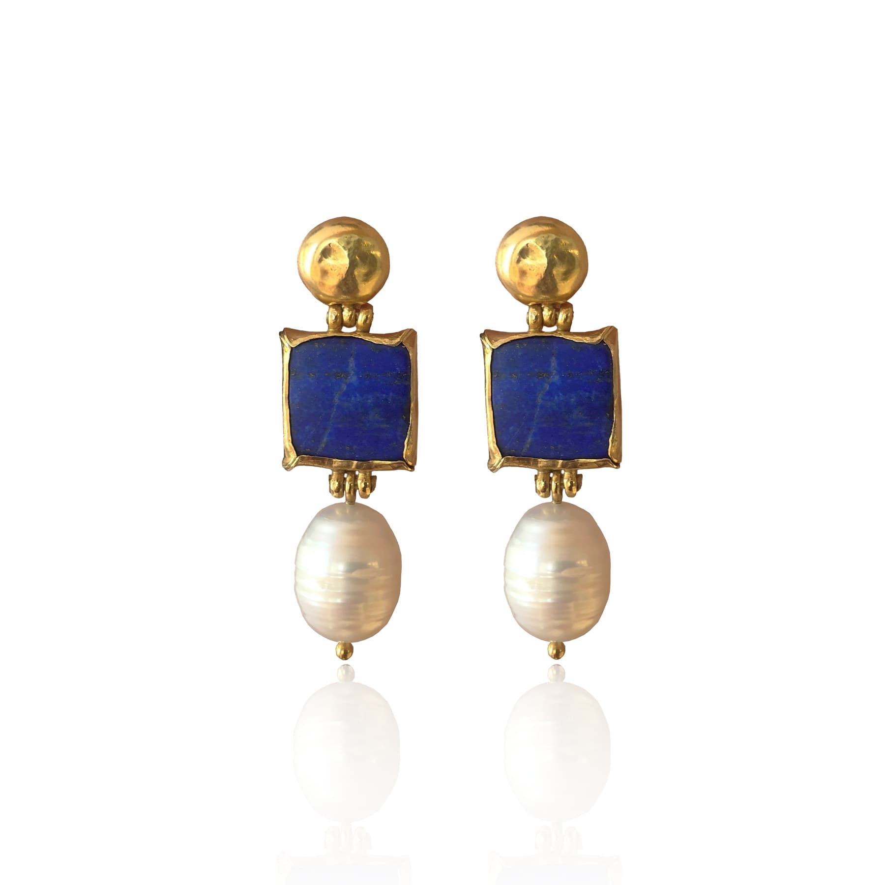 Hellen Lapis Earring — handmade by Deniz Ar Studio, view 1
